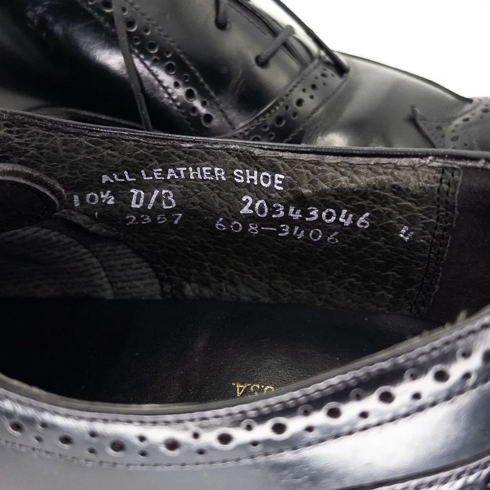 Stafford Comfort Plus Men's 10.5 D Black Leather Wingtip Oxford Dress Shoes